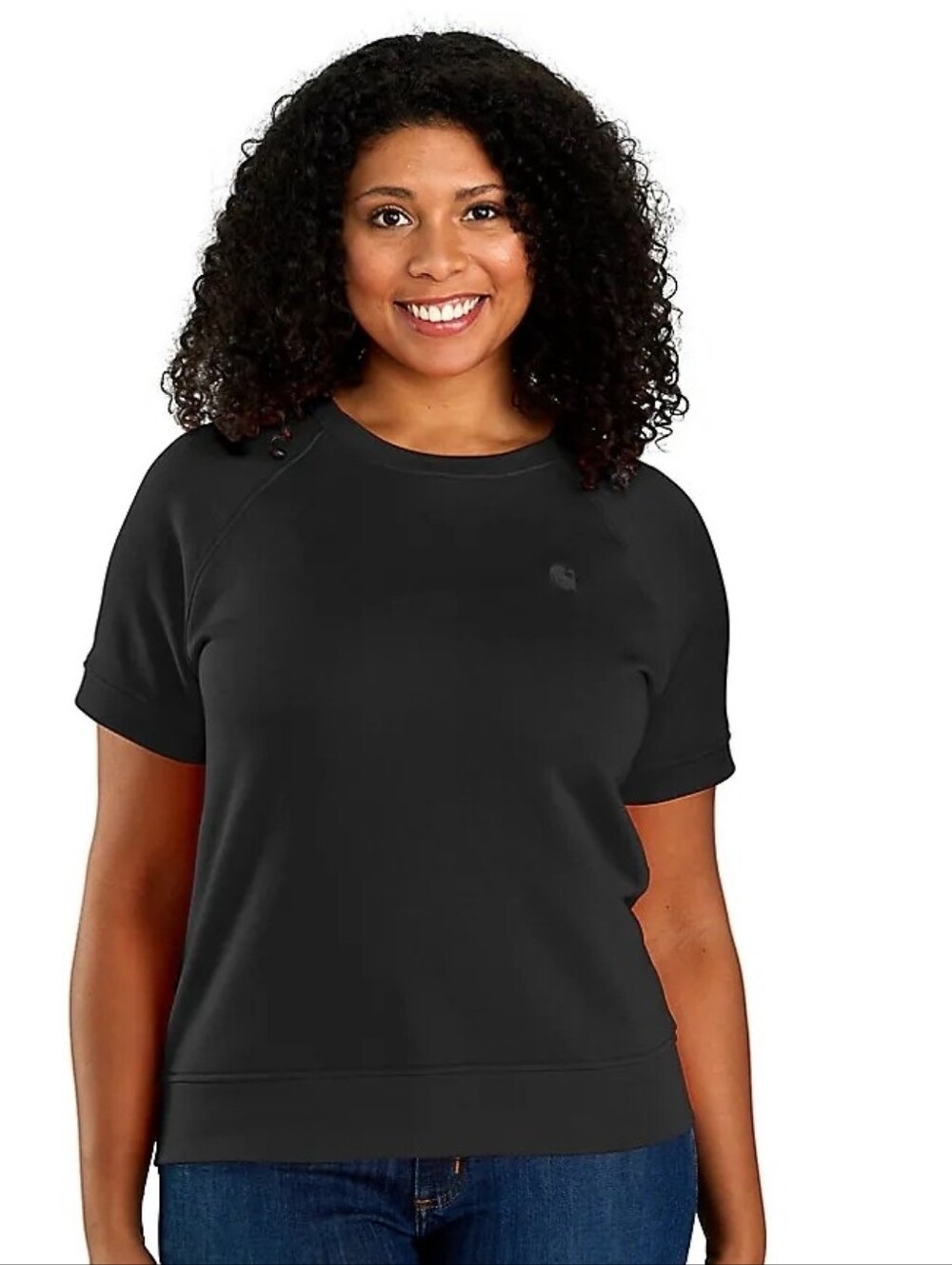 Women's Black Short-Sleeve Sweatshirt - Carhartt Size XS Relaxed Fit